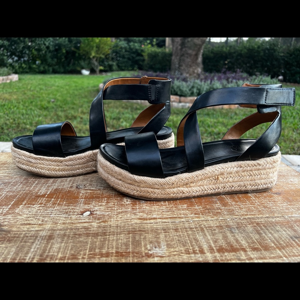 black leather platform shoes